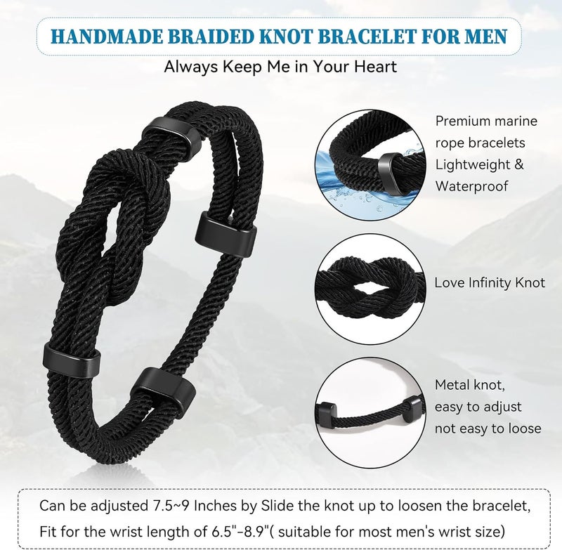 TempBeau Store Love Knot Bracelet Gift for Men - Braided Cord Rope Bracelets for Men,String Bracelet with Infinity Knot Anniversary Birthday Gifts - Image 5